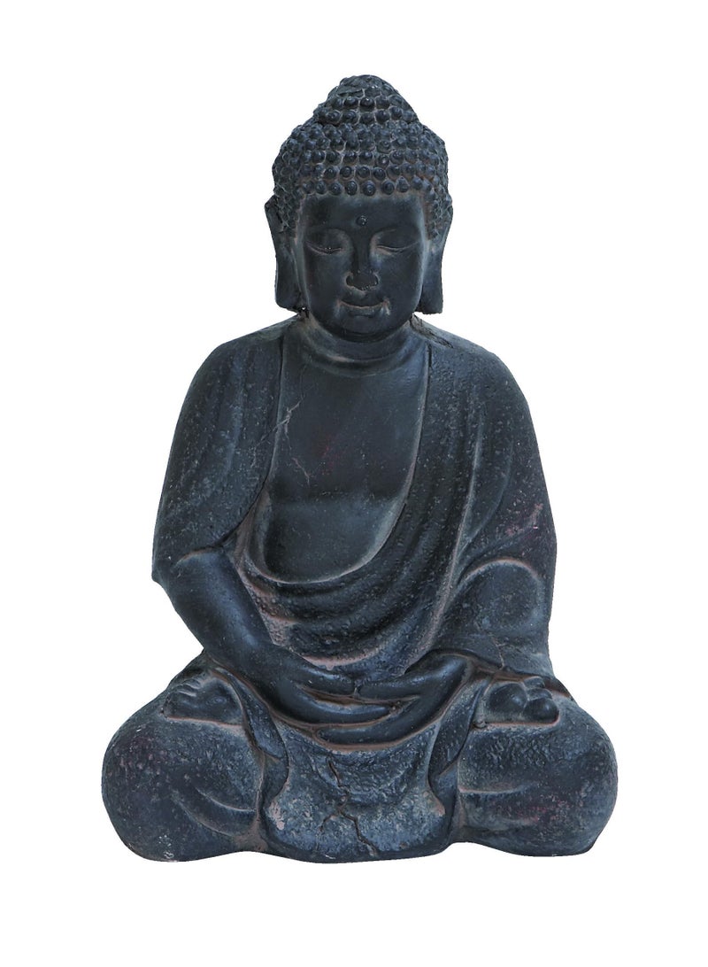 Deco 79 CosmoLiving by Cosmopolitan Ceramic Buddha Decorative Sculpture Meditating Home Decor Statue with Engraved Carvings and Relief Detailing, Accent Figurine 8" x 7" x 12", Gray - Image 1